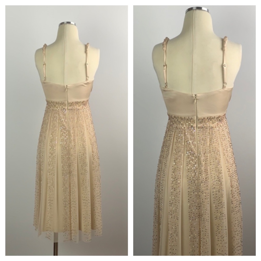 BCBG Beaded Pleated Blush Cocktail Dress - Picture 4 of 8